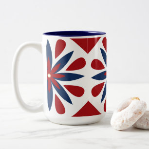 Taza Bicolor Patrón floral geométrico colorido