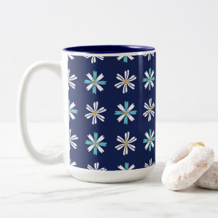 Taza Bicolor Patrón floral Navy Daisy Bliss