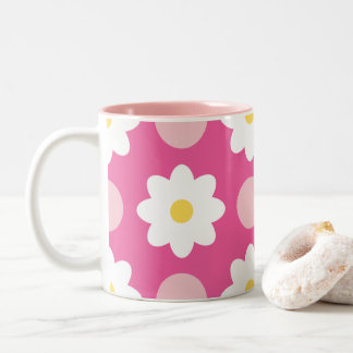 Taza Bicolor Patrón floral retro rosa dulce
