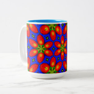 Taza Bicolor Patrón floral rojo curado