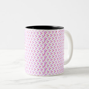 Taza Bicolor Patrón floral rosa y púrpura sobre negro – Moderno