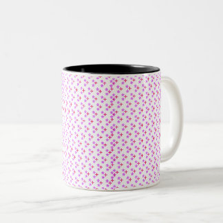 Taza Bicolor Patrón floral rosa y púrpura sobre negro – Moderno