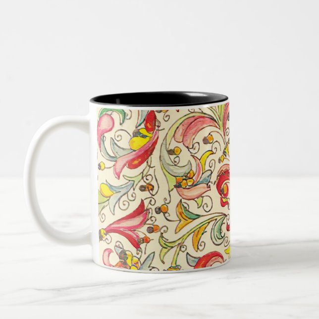 Taza Bicolor Patrón florentino italiano Fleur de Lis (Izquierda)