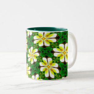 Taza Bicolor Patrón frangipano amarillo
