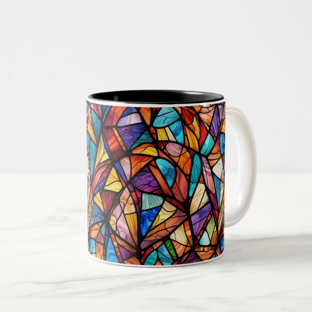 Taza Bicolor Patrón geométrico abstracto moderno 26 - Café Mug (Anverso derecho)