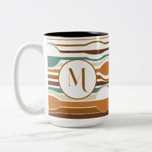 Taza Bicolor patrón geométrico colorido de moda estilo boho