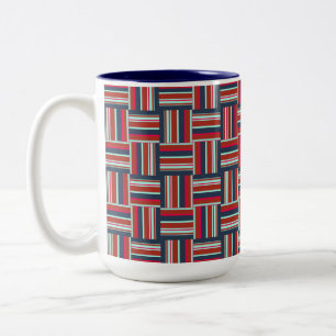 Taza Bicolor Patrón geométrico con franjas coloridas