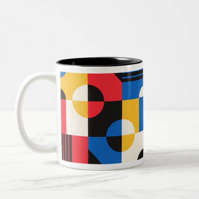 Taza Bicolor Patrón geométrico de Bauhaus (Izquierda)
