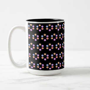 Taza Bicolor Patrón geométrico de hexágono multicolor sobre neg