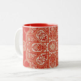 Taza Bicolor Patrón geométrico de Mandala de encaje antiguo