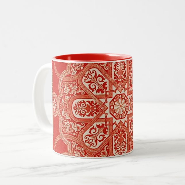 Taza Bicolor Patrón geométrico de Mandala de encaje antiguo (Anverso izquierdo)