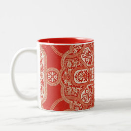Taza Bicolor Patrón geométrico de Mandala de encaje antiguo