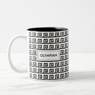 Taza Bicolor Patrón geométrico griego en blanco y negro