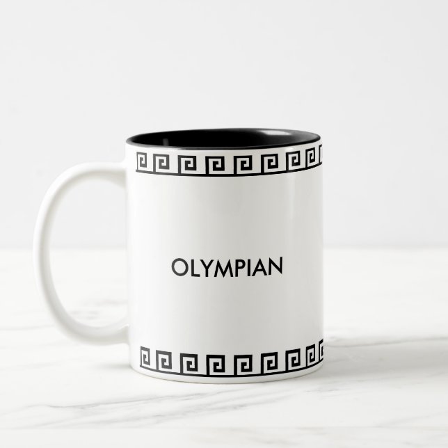 Taza Bicolor Patrón geométrico griego olímpico negro y blanco (Izquierda)
