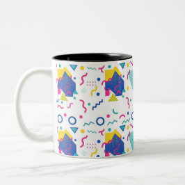 Taza Bicolor Patrón geométrico retro memphis