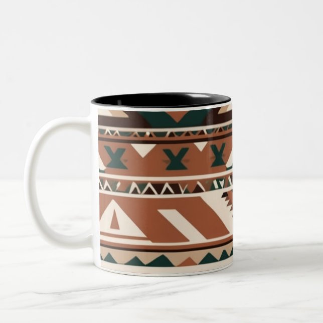 Taza Bicolor Patrón geométrico tribal (Izquierda)