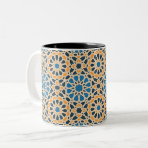 Taza Bicolor Patrón geométrico Zellige marroquí