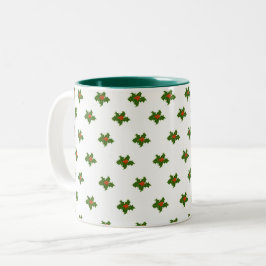 Taza Bicolor Patrón Holly de navidades