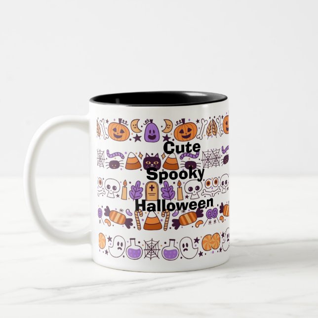 Taza Bicolor Patrón impecable de Halloween (Izquierda)