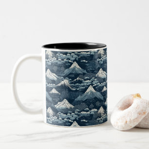 Taza Bicolor Patrón japonés de la Gran Ola