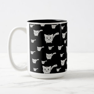 Taza Bicolor Patrón Kitty negro y blanco