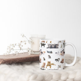 Taza Bicolor Patrón lindo con fotografías de gatos y gatitos