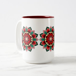 Taza Bicolor Patrón Mandala 02 en rojo