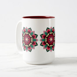 Taza Bicolor Patrón Mandala 02 en rosa profundo