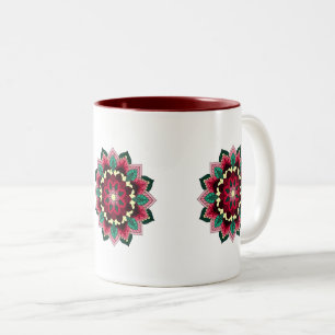 Taza Bicolor Patrón Mandala 02 en rosa profundo