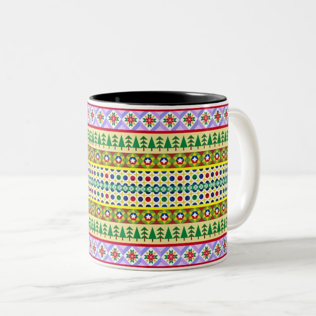 Taza Bicolor Patrón Motif de navidades (Anverso derecho)