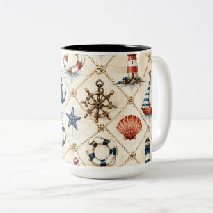 Taza Bicolor Patrón náutico costero sin costuras