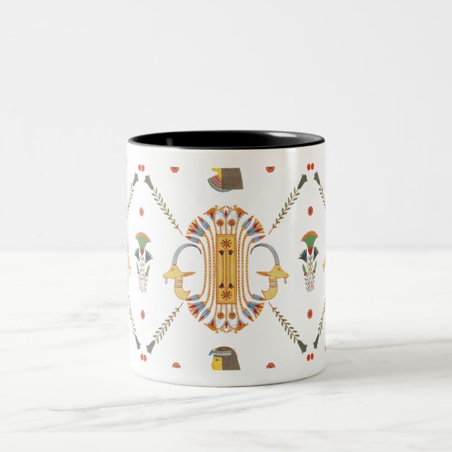 Taza Bicolor Patrón ornamental de Egipto sin costura (Centro)