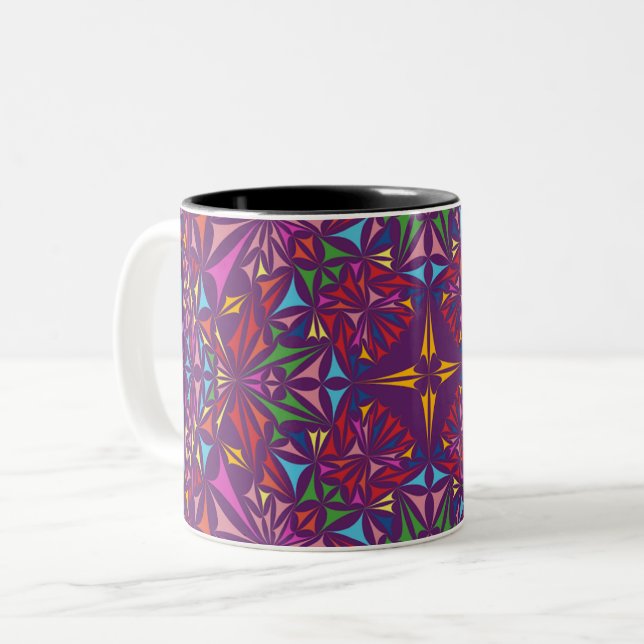 Taza Bicolor Patrón ornato de Kaleidoscopio Púrpura (Anverso izquierdo)