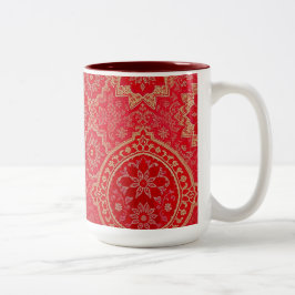 Taza Bicolor Patrón Oro Rojo ORIENTAL - Mug, Cup