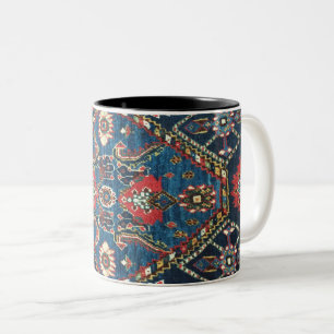 Taza Bicolor Patrón Persa Turco Antiguo, Azul