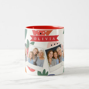 Taza Bicolor Patrón Personalizado de Fresa Colorido de Verano
