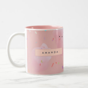 Taza Bicolor Patrón personalizado de golosinas rosadas