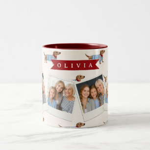 Taza Bicolor Patrón Personalizado de Perro Dachshund Lindo y El