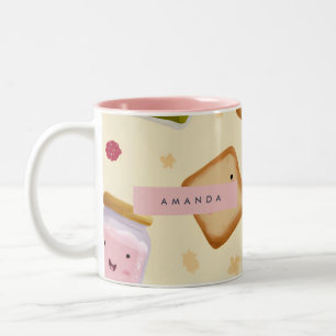 Taza Bicolor Patrón personalizado de tostadas y mermeladas