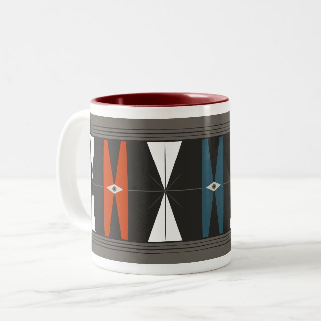 Taza Bicolor Patrón personalizado MODern - Rojo, Blanco, Azul (Anverso izquierdo)