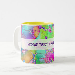 Taza Bicolor Patrón Pintado A Mano Y Digitalmente Art. 41