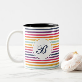 Taza Bicolor Patrón rayado de color corto