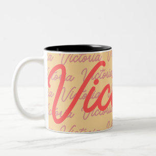 Taza Bicolor Patrón repetitivo del nombre Victoria