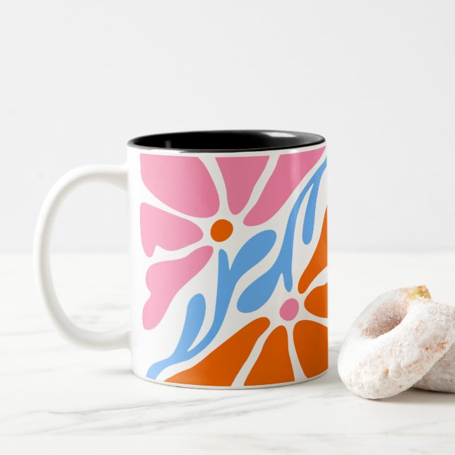 Taza Bicolor Patrón retro (Con donut)