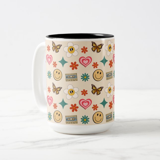 Taza Bicolor Patrón retro 01 (Anverso izquierdo)