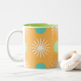 Taza Bicolor Patrón retro Boho de Naranja ligero