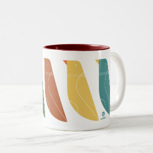 Taza Bicolor patrón retro de ave moderna