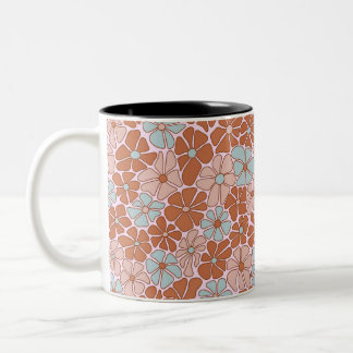 Taza Bicolor Patrón retro floral sin soldadura