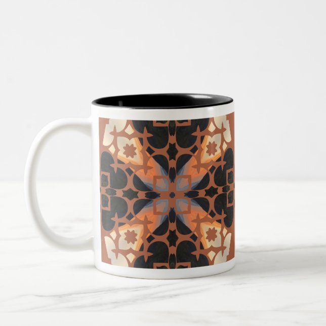 Taza Bicolor Patrón Retro Tan (Izquierda)