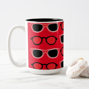 Taza Bicolor Patrón rojo negro de gafas de sol
